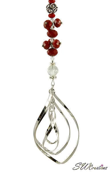 Fancy Ruby Crystal Beaded Fan Pull