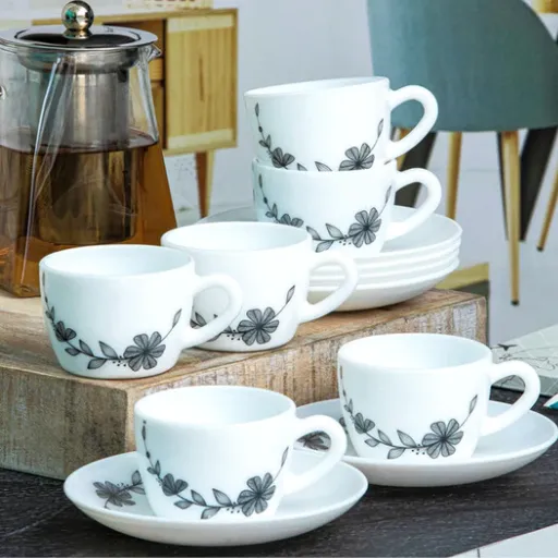 Florid Vine Cup & Saucer Set, 6 Pcs