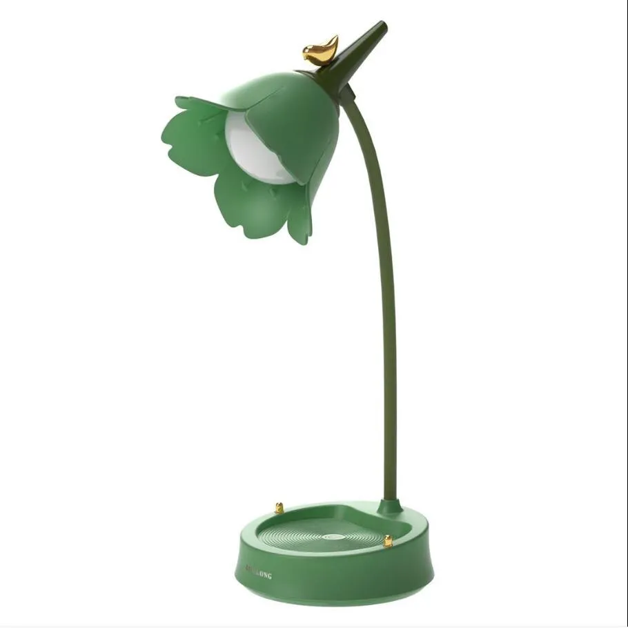 Flower LED Desk Lamp Student Bedroom Room Lighting Touch Reading Lamp Eye Protection Multi-function Lamp Table Light