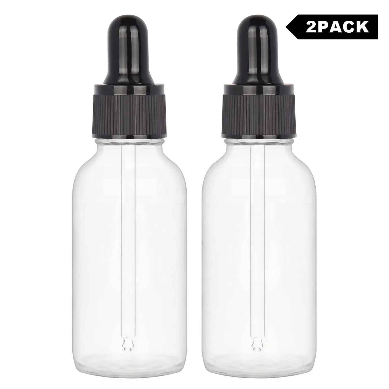 Glass Dropper Bottle with Inner Plug and Label (30 ml, Transparent)