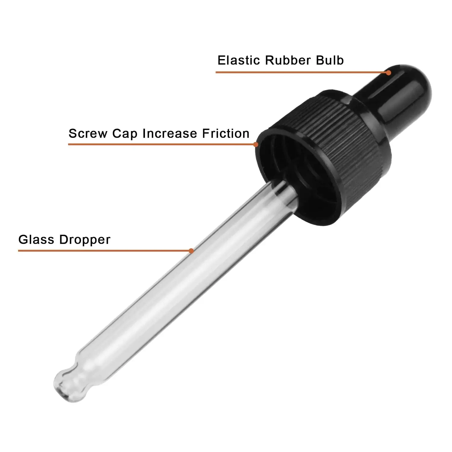 Glass Dropper Bottle with Inner Plug and Label (30 ml, Transparent)