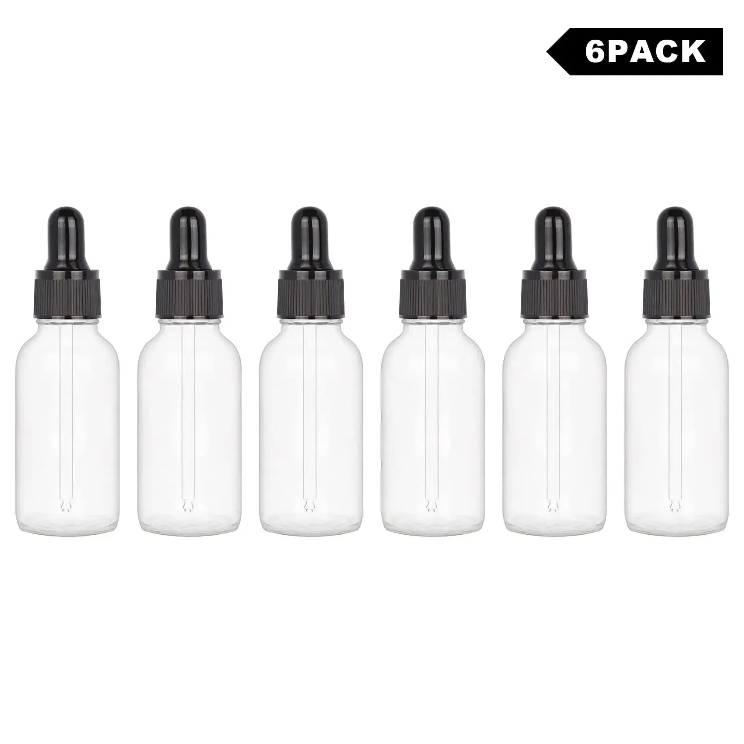 Glass Dropper Bottle with Inner Plug and Label (30 ml, Transparent)