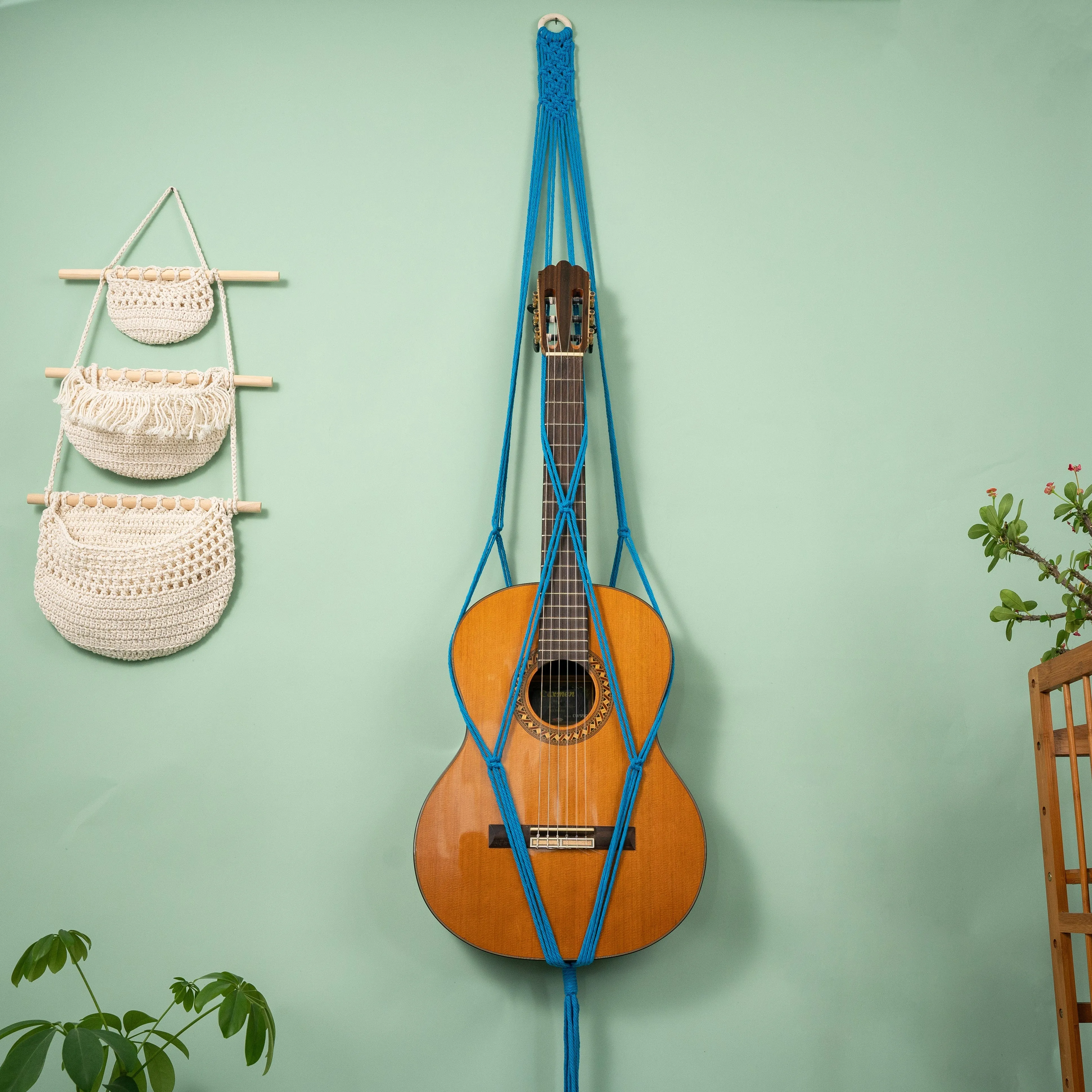 Guitar Storage Collect Display Stand Macrame Wall Hanging Rope