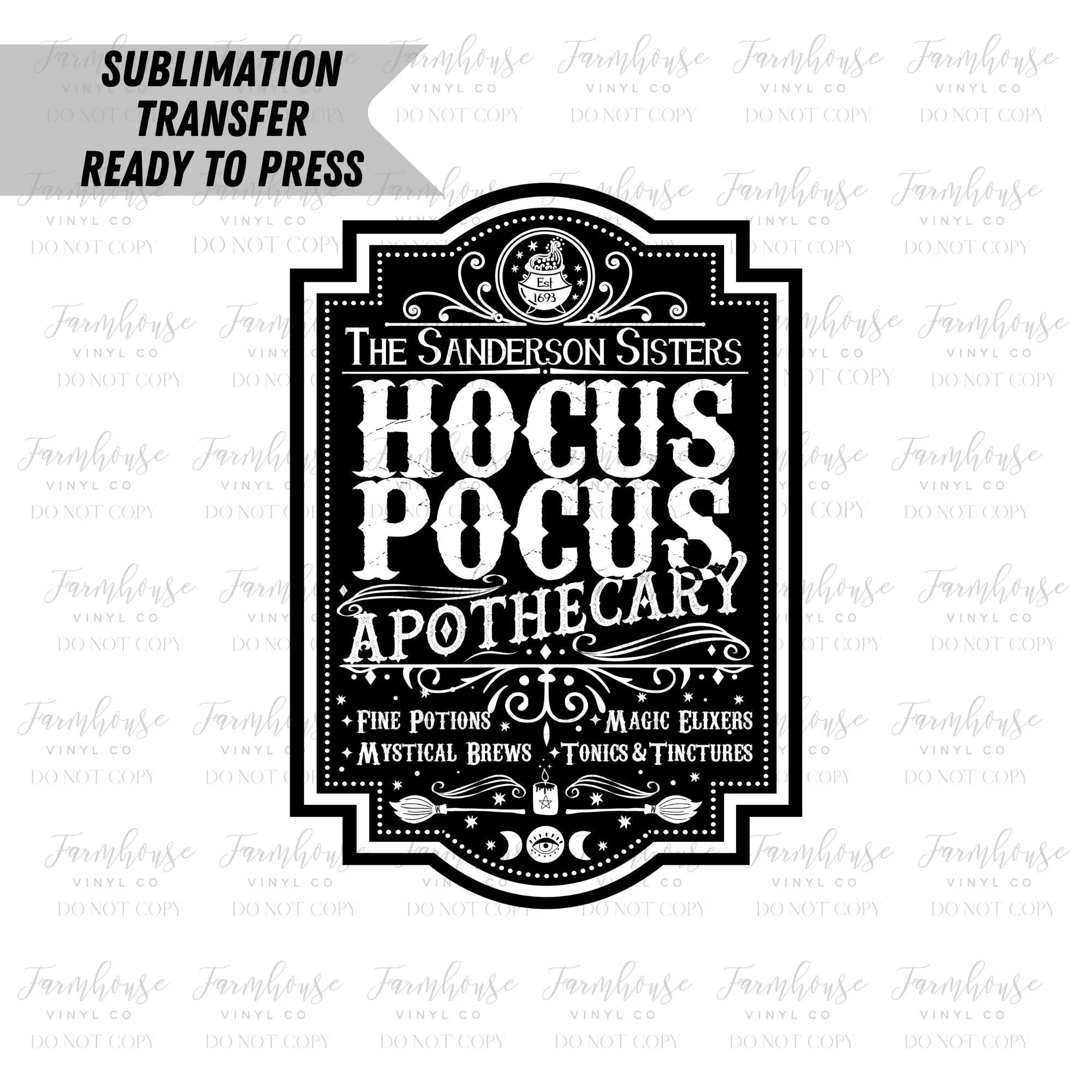 Hocus Pocus Apothecary Ready to Press Sublimation Transfer