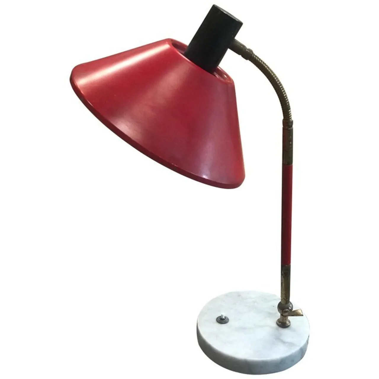 Italian Desk Light Stilux in Marble and Brass, 1950s