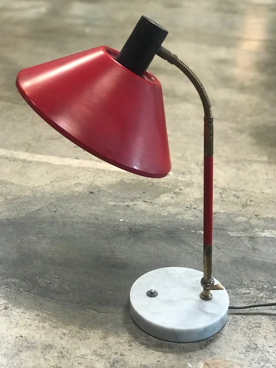 Italian Desk Light Stilux in Marble and Brass, 1950s