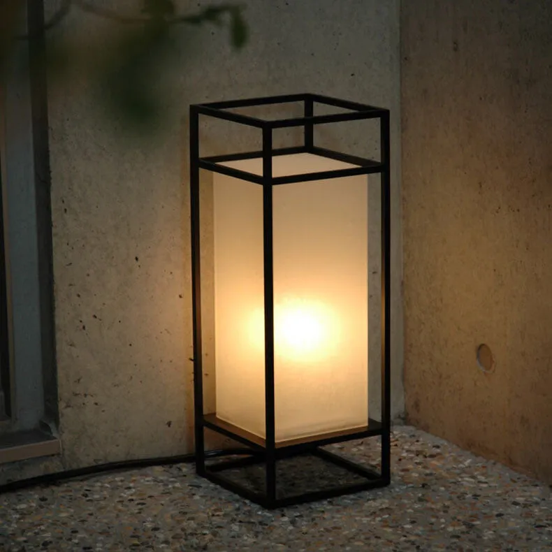 Japanese Tatami Rectangular Iron Fabric 1-Light Standing Floor Lamp