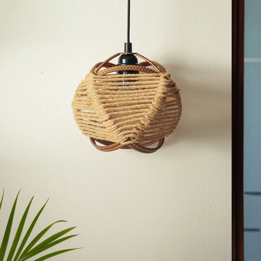 'Jute Goblet' Pendant Lamp In Iron (7 Inch, Matte Finish)