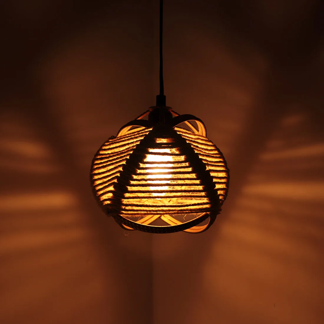 'Jute Goblet' Pendant Lamp In Iron (7 Inch, Matte Finish)