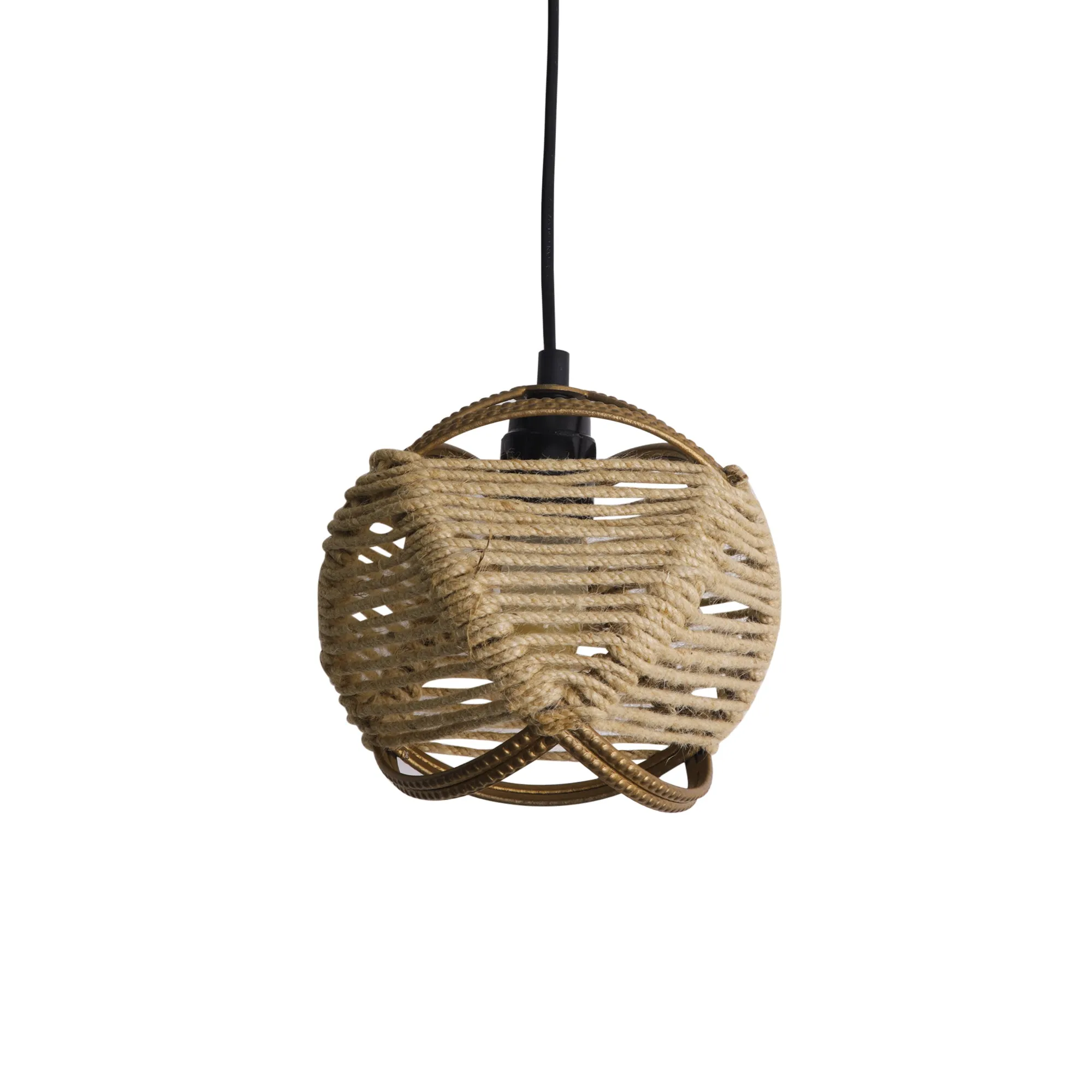 'Jute Goblet' Pendant Lamp In Iron (7 Inch, Matte Finish)