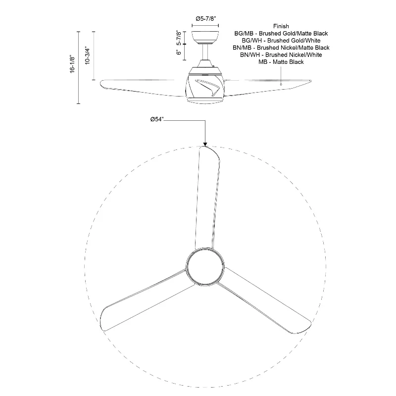 Kuzco CF91954 Thalia 54" Ceiling Fan with LED Light Kit