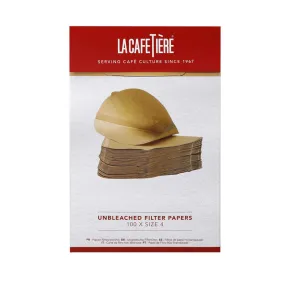 La Cafetiere 100 Pieces 19cm Unbleached Coffee Filter Papers Size 4 (Brown)