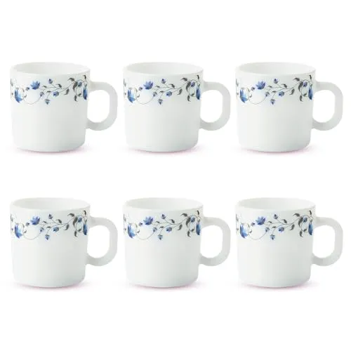 Larah By Borosil - Helena Opalware Cup Set, 6 Pieces, White