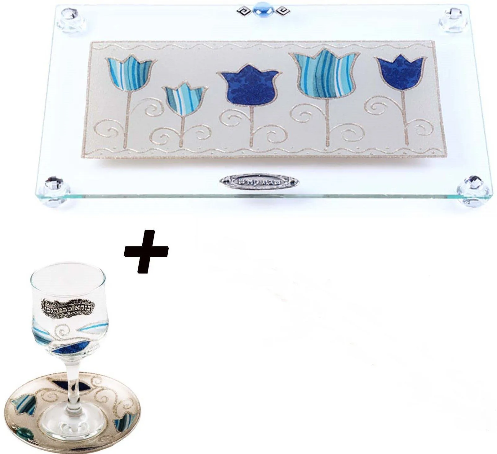 Lily Art - 1003- shabbat tray with kiddush cup hade made