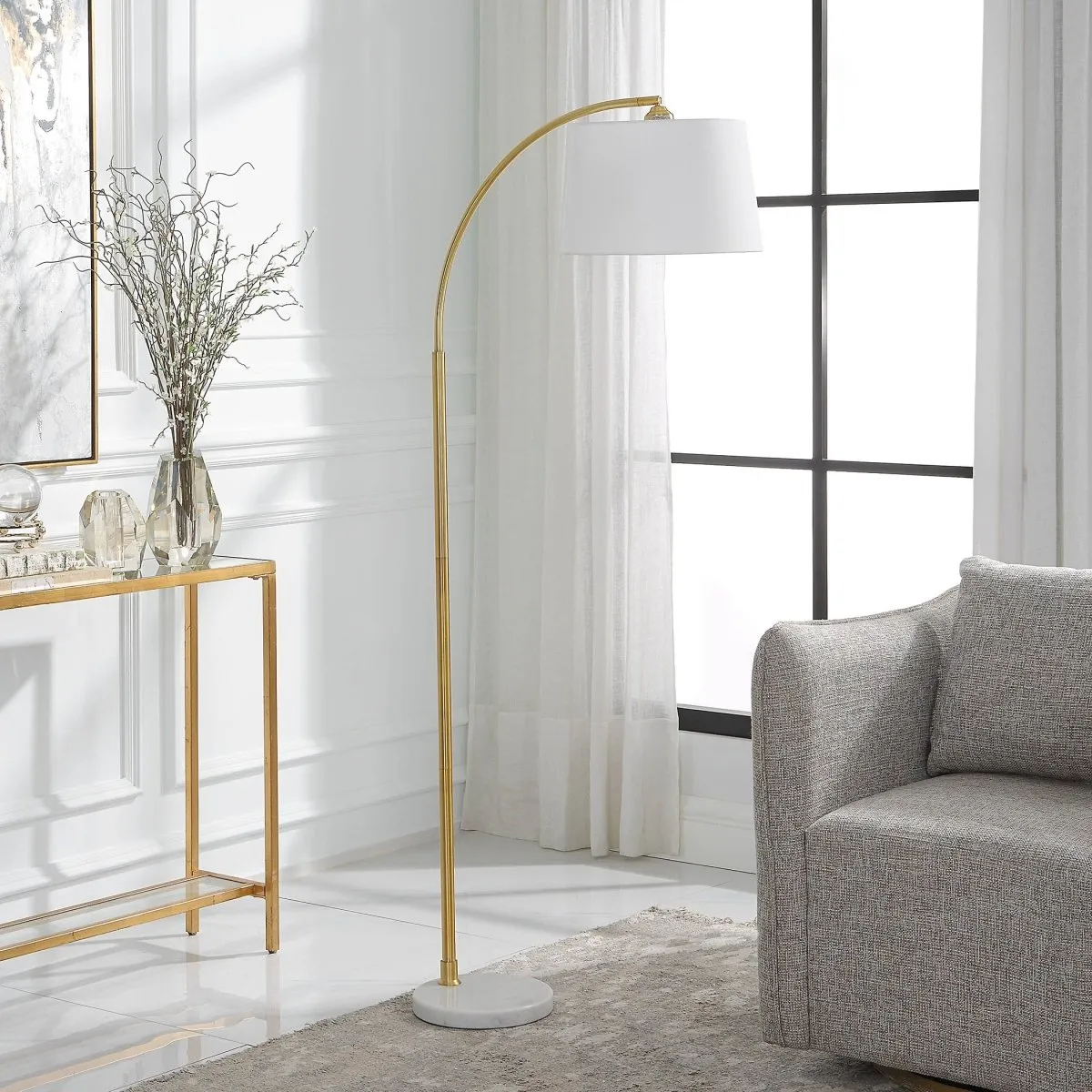 Metal Arc Gold Floor Lamp