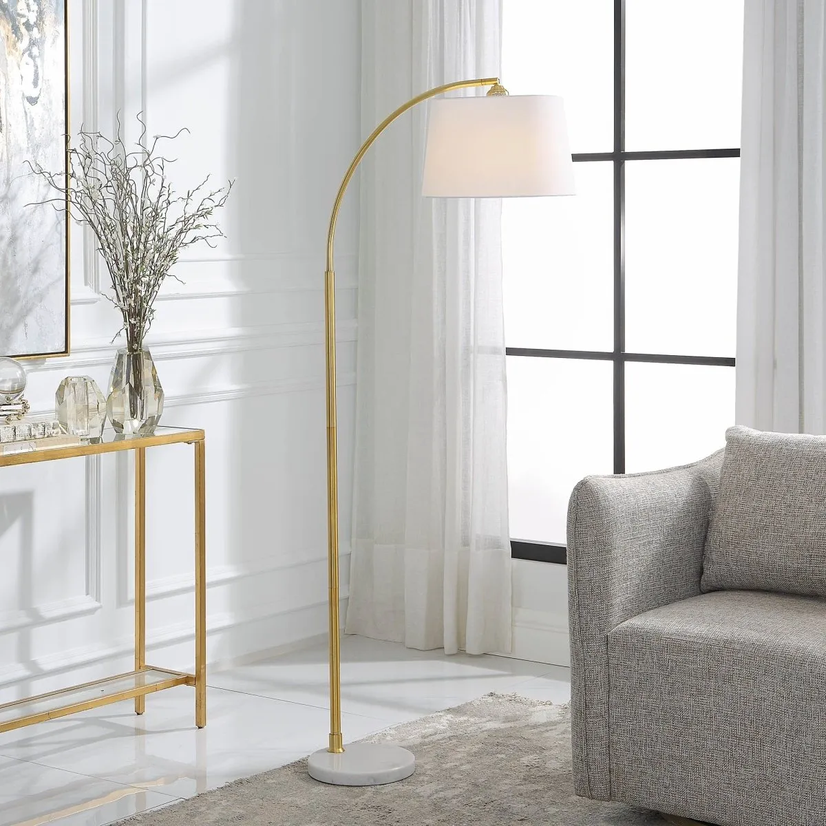 Metal Arc Gold Floor Lamp