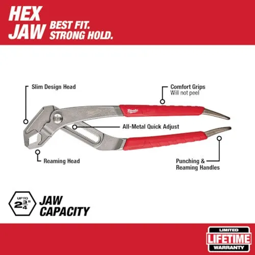 Milwaukee 12-inch Comfort Grip Hex-Jaw Pliers - 48-22-6212