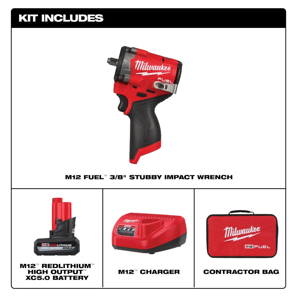 Milwaukee 2562-21 M12 FUEL Stubby 3/8" Impact Wrench Kit