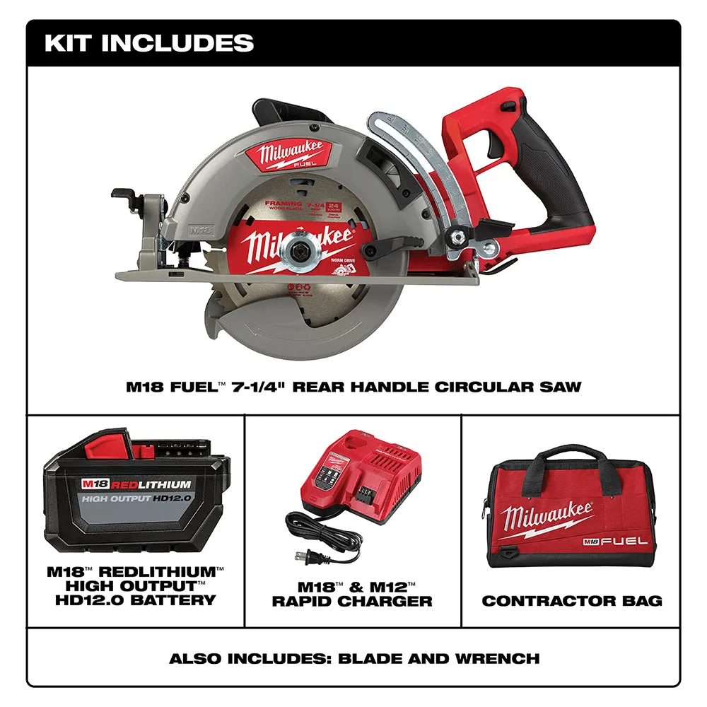 Milwaukee 2830-21HD M18 FUEL 18V 7-1/4 Inch Rear Handle Circular Saw Kit