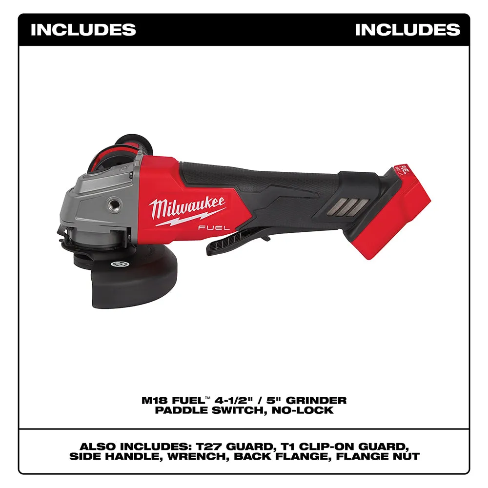 Milwaukee 2880-20 M18 FUEL 4-1/2" / 5" Grinder Paddle Switch No-Lock - Bare Tool