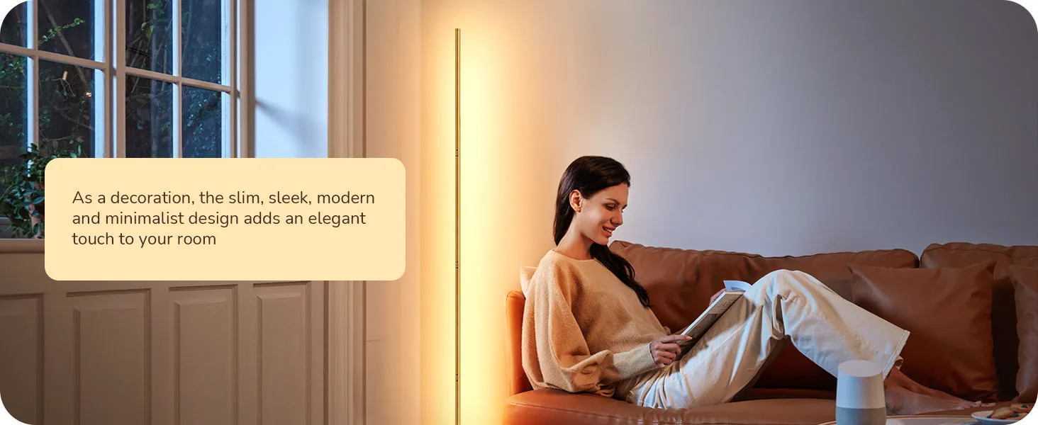 Modern Slim Dimmable LED Corner Floor Lamp, Gold-HFLCB1A