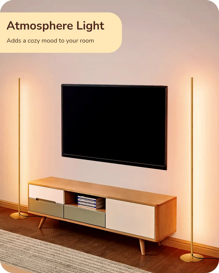 Modern Slim Dimmable LED Corner Floor Lamp, Gold-HFLCB1A