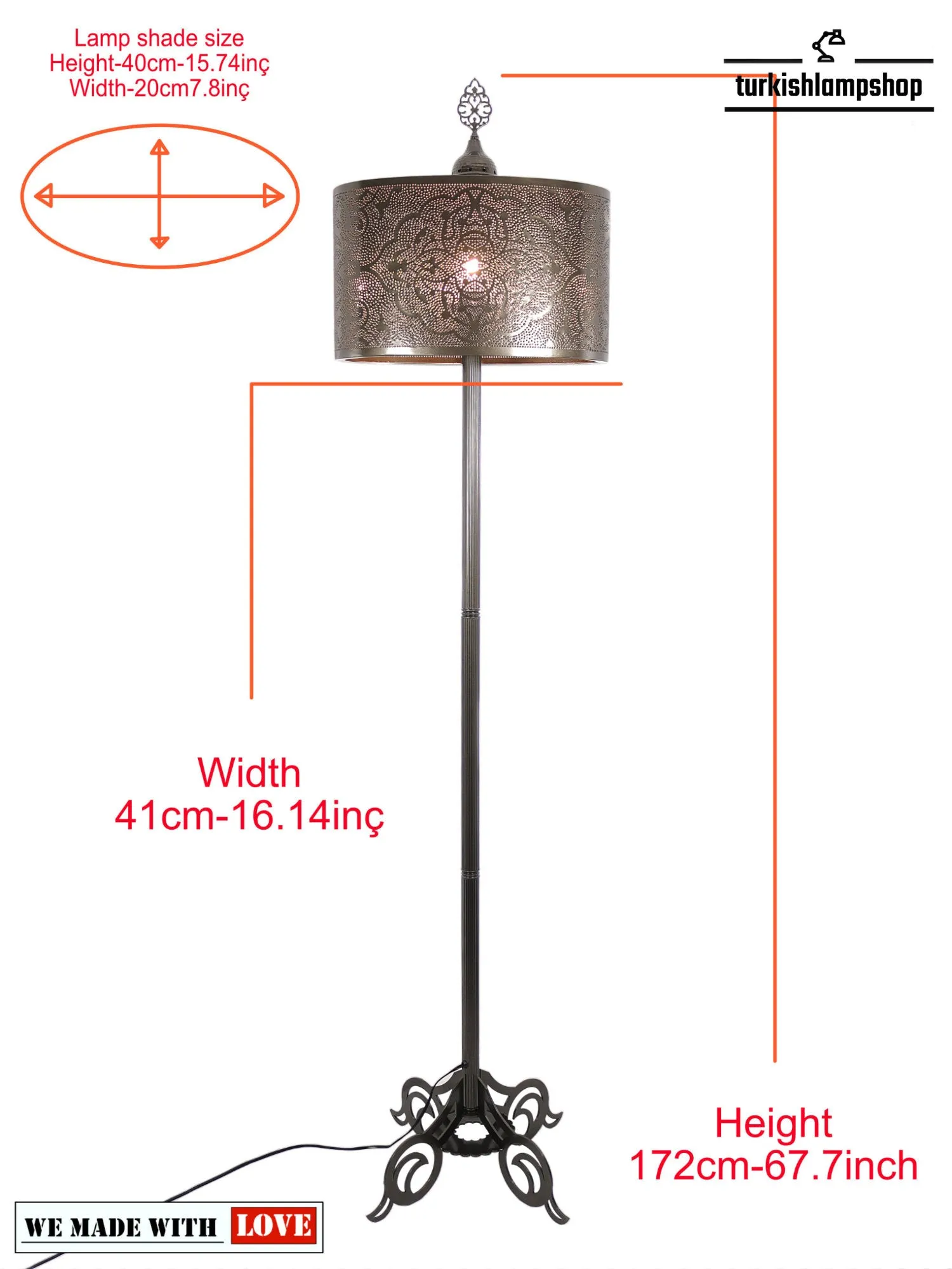 Moroccan Floor Lamp Shade Industrial Standing Light