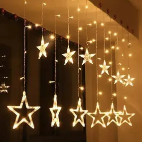 Nature Mayaa Decorative Star Curtain LED Lights for Christmas , Wedding - 2.5 Meter (1 Curtain, 138 LED, 6 6 Star) , Christmas Light Curtain , Christmas Star Lights, Best Gift for Christmas