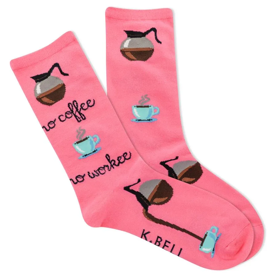 No Coffee, No Workee (Pink) Women's Crew Socks