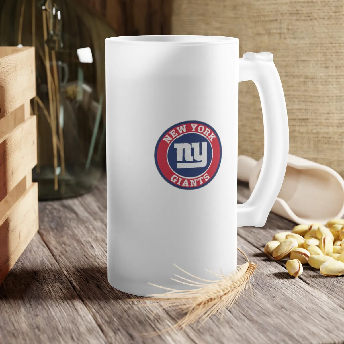 NY Giants Frosted Glass Beer Mug