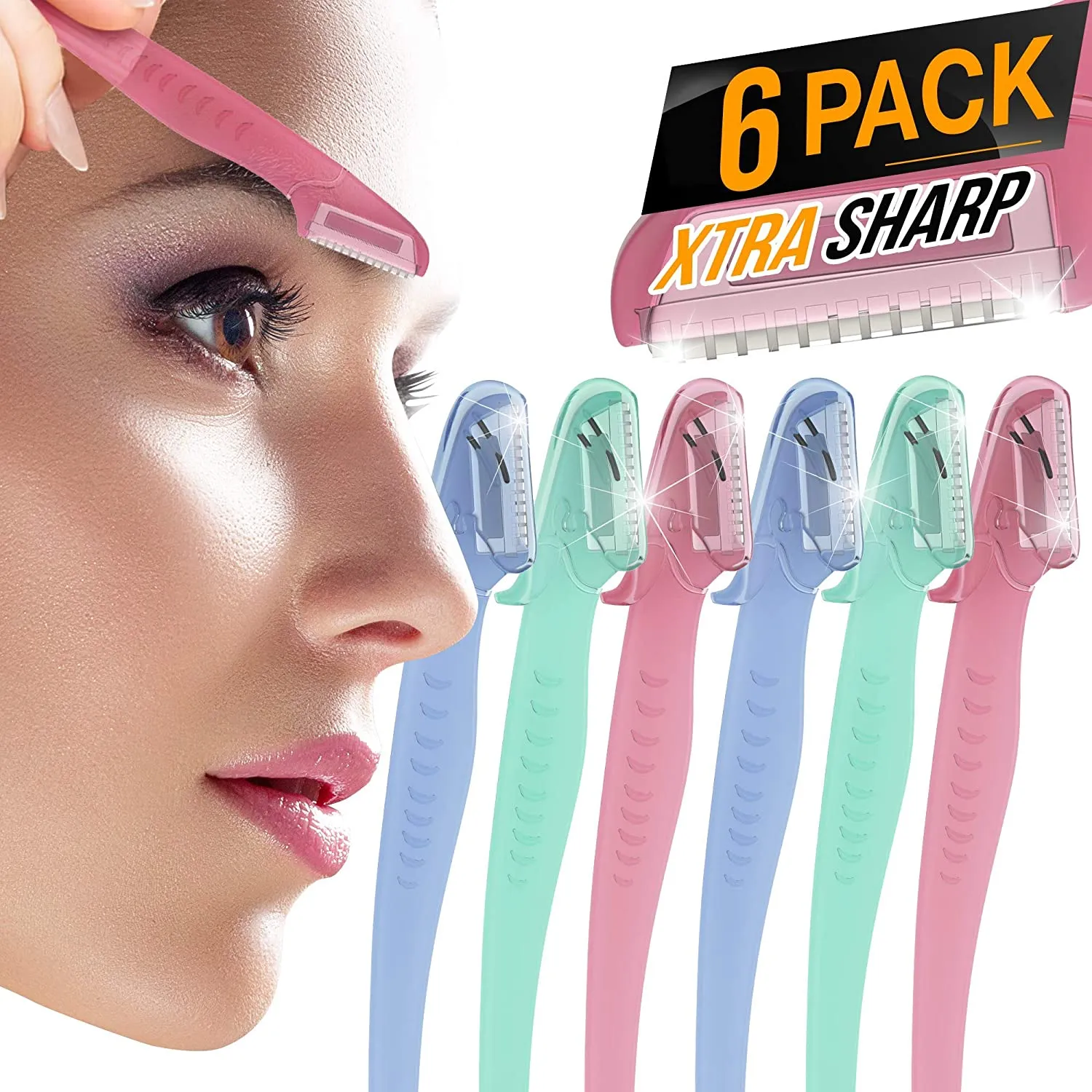 Nylea 6 Pack Eyebrow Razor Trimmer [Extra Precision] Disposable Facial Hair Shaper