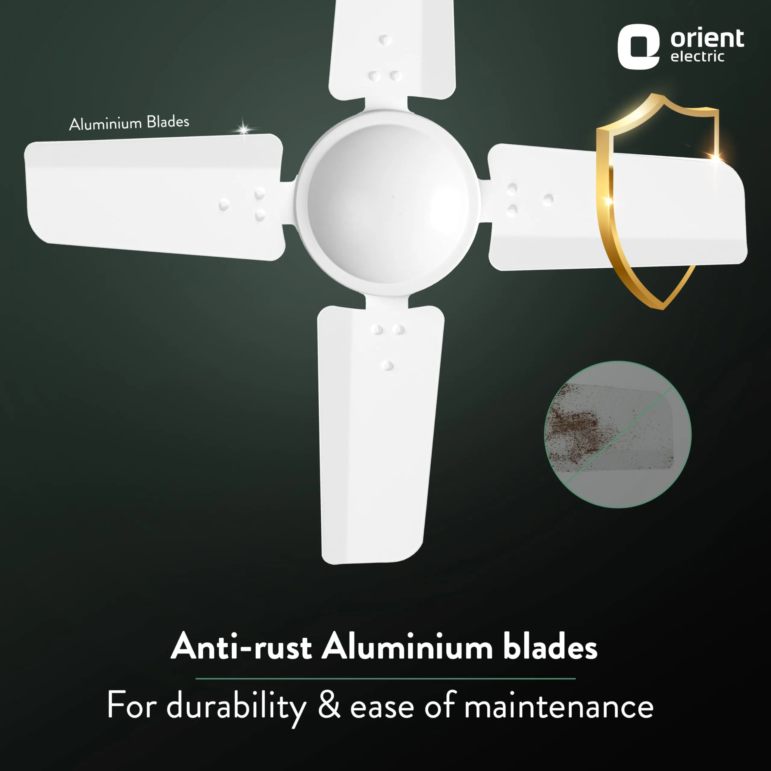 Orient Electric 600 MM New Air Plus | 4 Blade Small Ceiling Fan for Kitchen | 100% Copper Motor | Aluminium blades | 24 Inch Fan | 2 Years Warranty | White