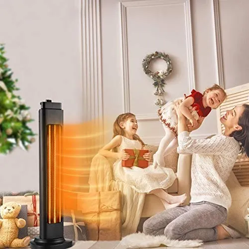 Patio Heater-750/1500W ETL Certified Electric Space Heater for Large Room, 3s Instant Heat, Heat up 400Sq Ft, 90° Oscillation, Radiant Heater with Overheat Tip-over Protection for Outdoor & Indoor Use, Waterproof