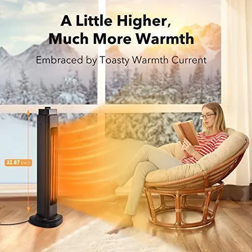 Patio Heater-750/1500W ETL Certified Electric Space Heater for Large Room, 3s Instant Heat, Heat up 400Sq Ft, 90° Oscillation, Radiant Heater with Overheat Tip-over Protection for Outdoor & Indoor Use, Waterproof