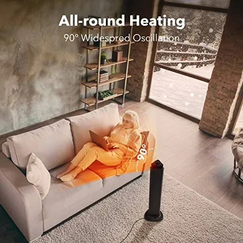 Patio Heater-750/1500W ETL Certified Electric Space Heater for Large Room, 3s Instant Heat, Heat up 400Sq Ft, 90° Oscillation, Radiant Heater with Overheat Tip-over Protection for Outdoor & Indoor Use, Waterproof