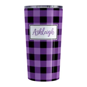 Personalized Purple and Black Buffalo Plaid Tumbler Cup