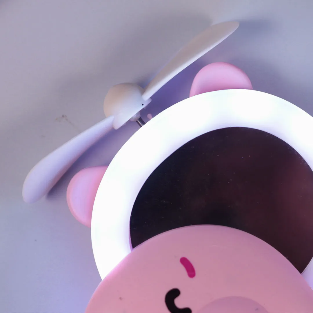 Pink Cute Teddy Led Mirrors with Fan for Girls