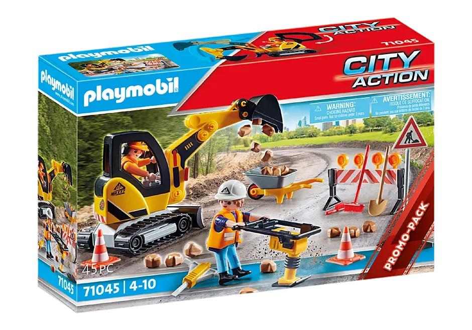 Playmobil City Action Road Works Construction Zone Promo Pack 71045