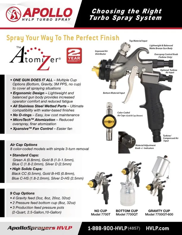 Power-5 VS™ |  Apollo HVLP Turbo Spray TrueHVLP™with A7700 Spray Gun