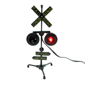 Railroad Crossing Signal Flashing Red and Green Lights