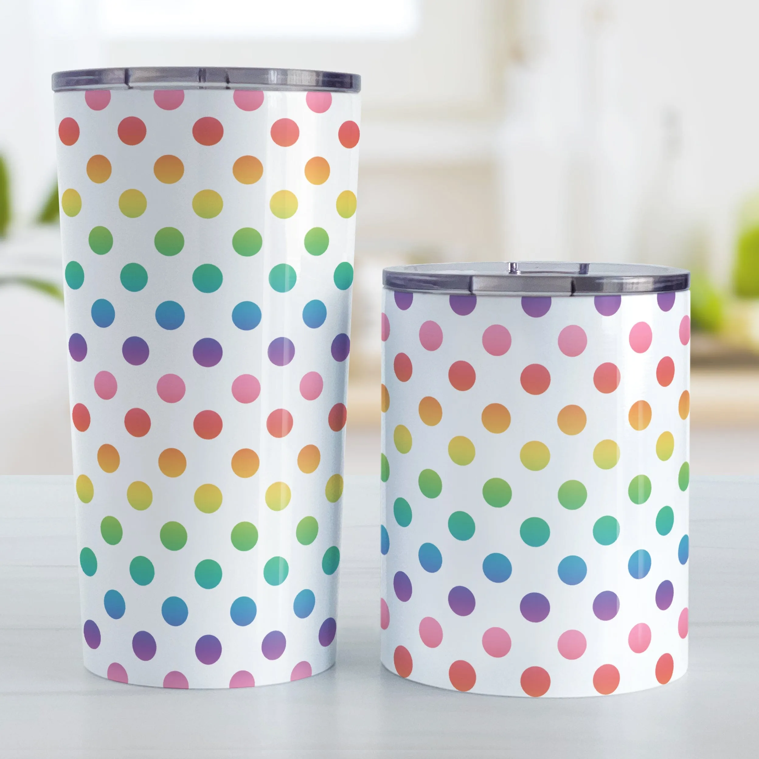 Rainbow Polka Dots Tumbler Cup