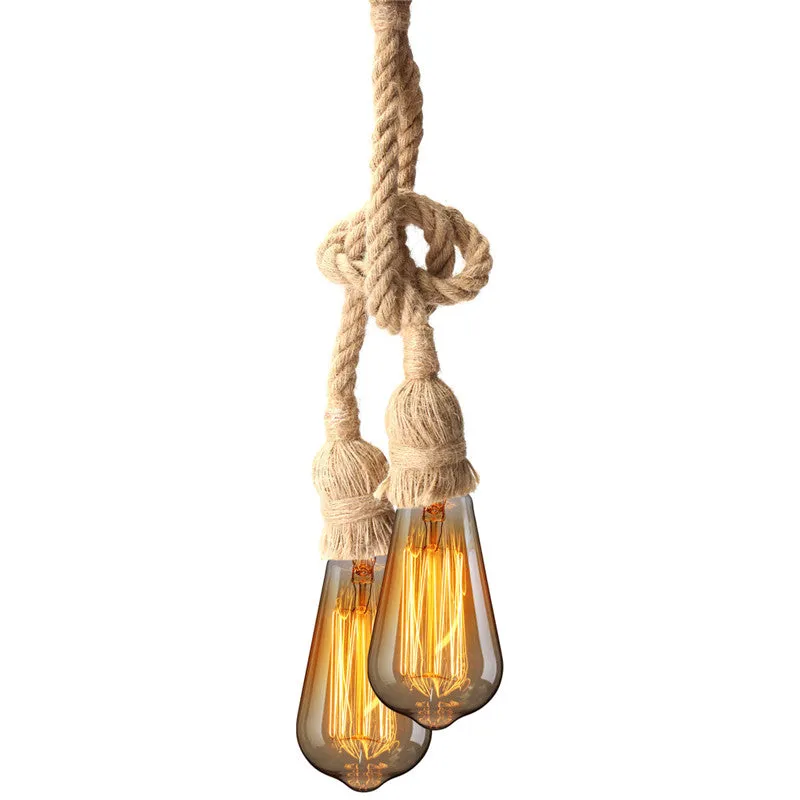 Single or Double vintage rope pendant light