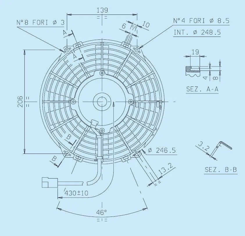 SPAL Electric Fan (9" - Pusher Style - Low Profile - 590 CFM) 30100381