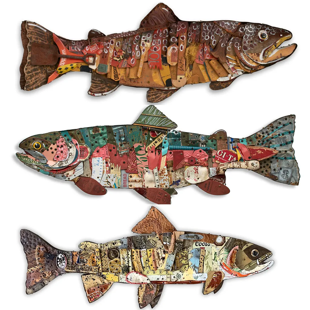 SPECIAL ORDER TROPHY FISH (BROWN TROUT) original mixed media wall sculpture