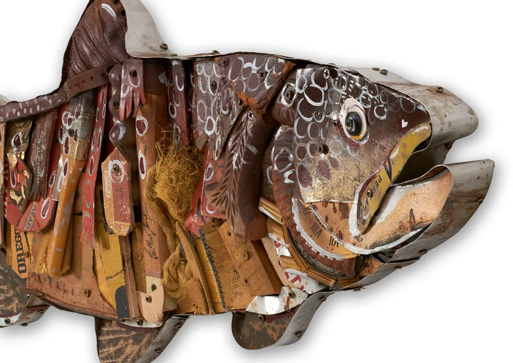 SPECIAL ORDER TROPHY FISH (BROWN TROUT) original mixed media wall sculpture