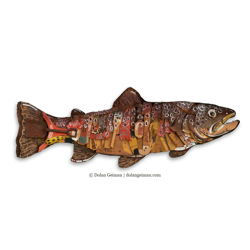 SPECIAL ORDER TROPHY FISH (BROWN TROUT) original mixed media wall sculpture