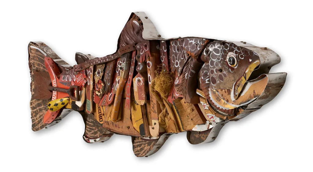 SPECIAL ORDER TROPHY FISH (BROWN TROUT) original mixed media wall sculpture