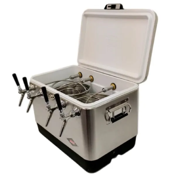 Stainless Steel Jockey Box Cooler - 4 Taps, 75' Stainless Steel Coils