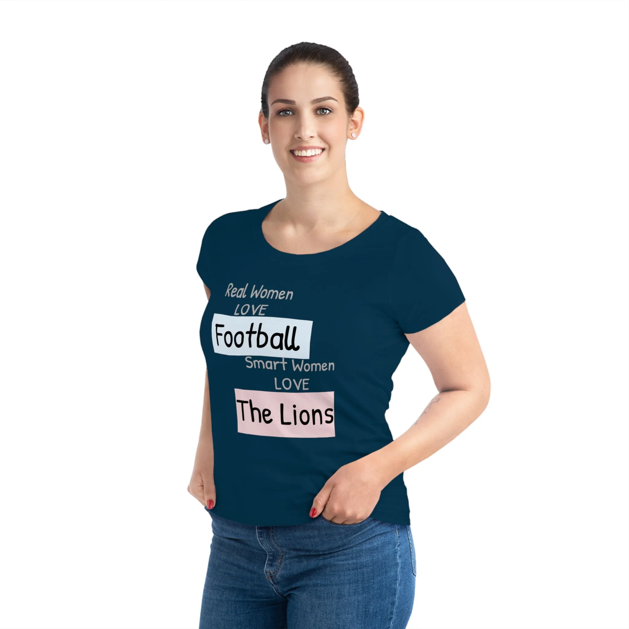 T-Shirt for Detroit Lions Female Fans - Real Women Love Football, Smart Women Love the Lions