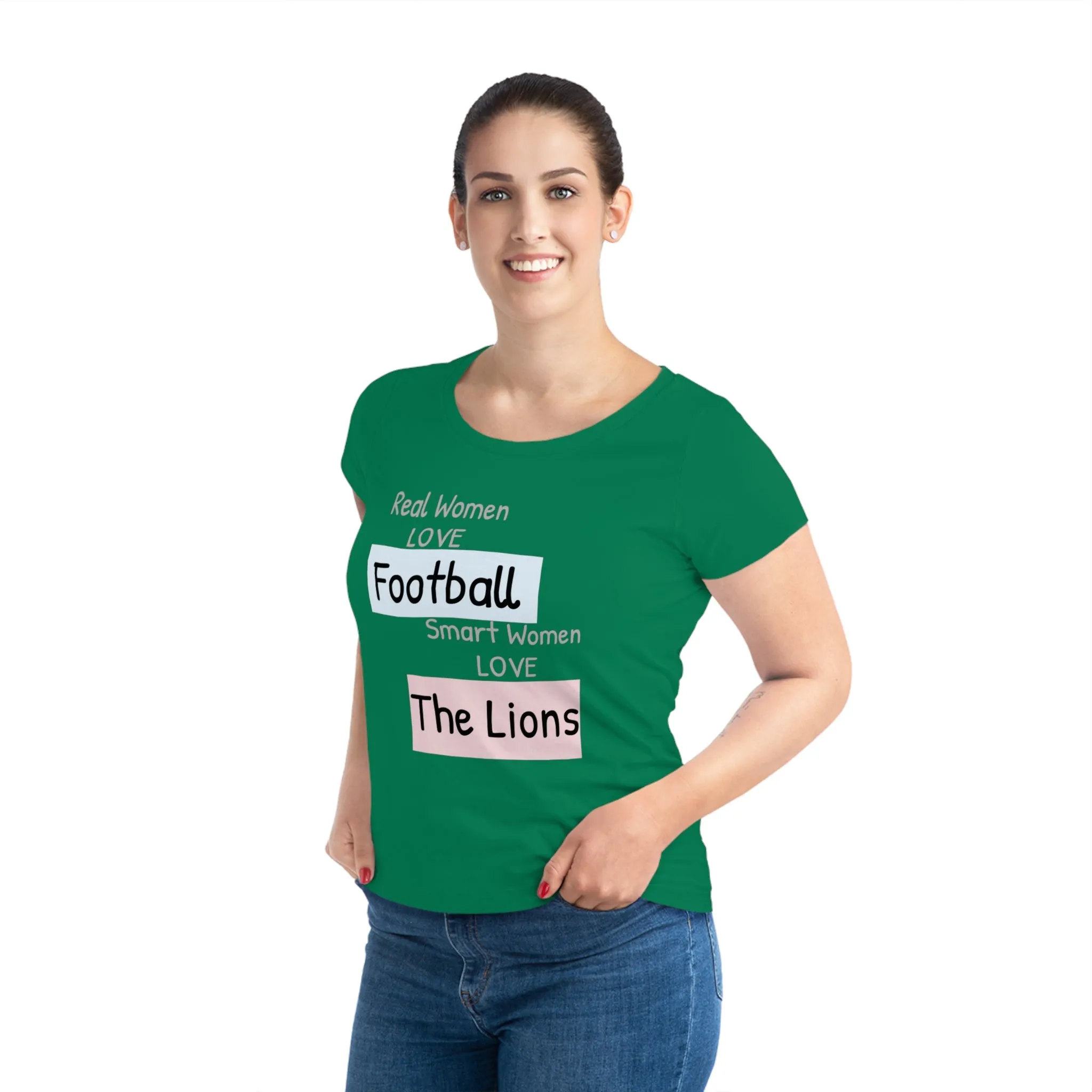 T-Shirt for Detroit Lions Female Fans - Real Women Love Football, Smart Women Love the Lions